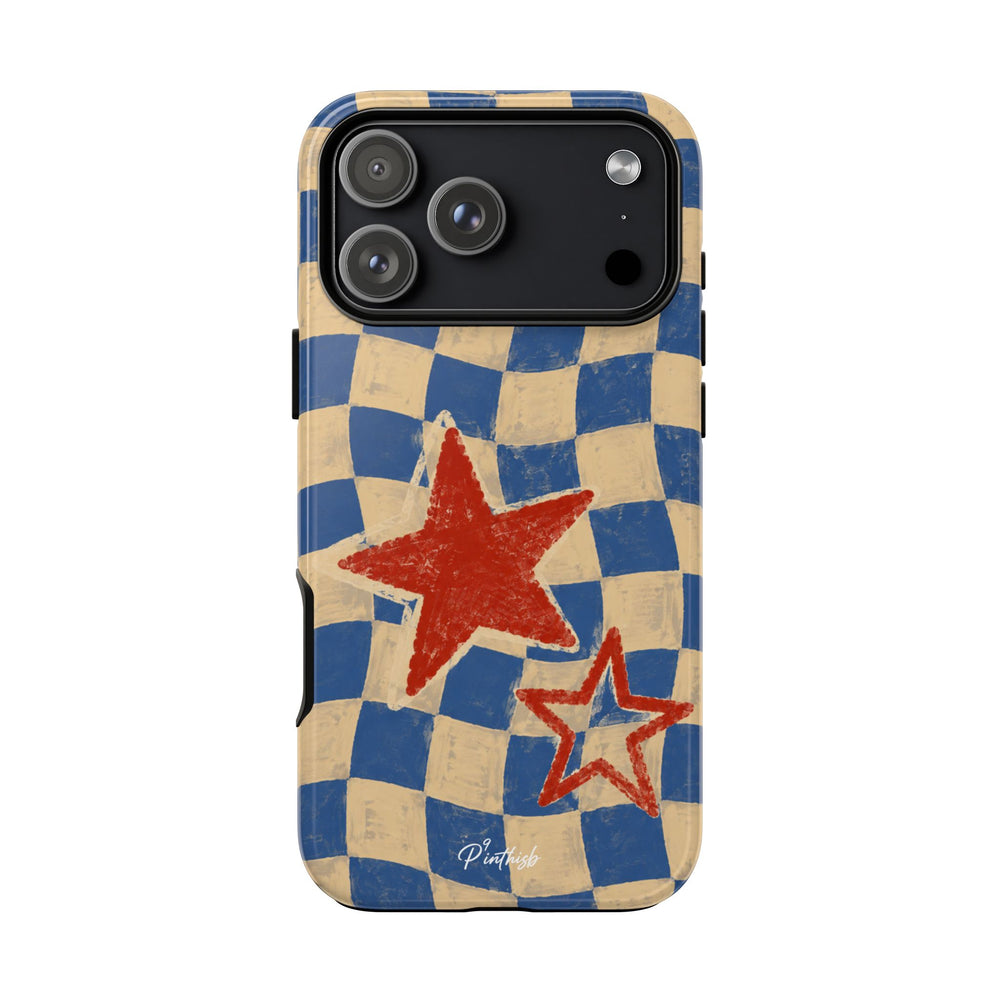 Blue & Cream Retro Star Phone Case