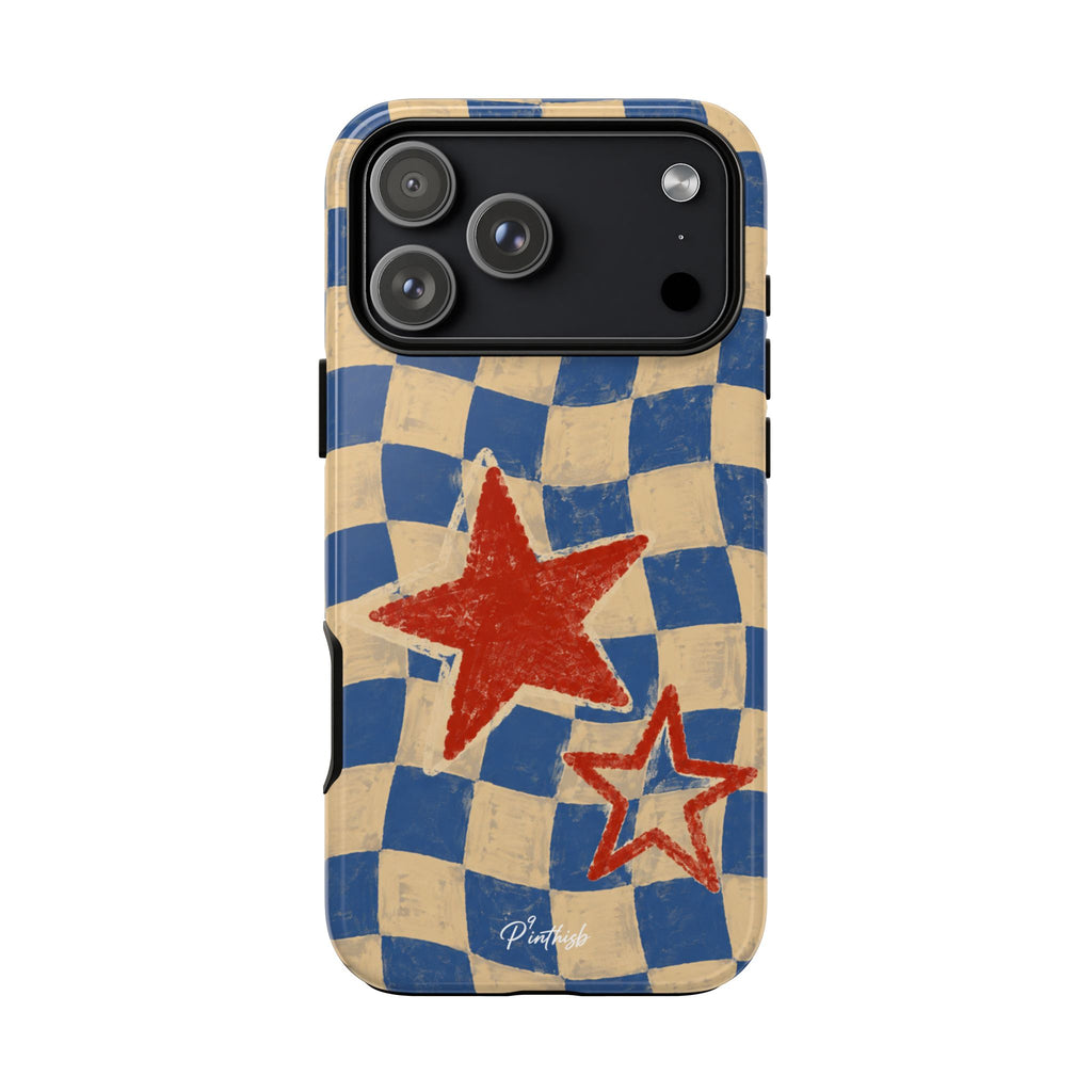Blue & Cream Retro Star Phone Case