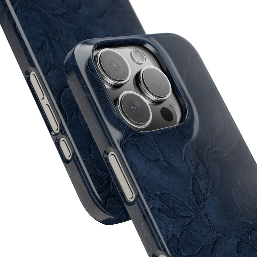 Navy Floral Textured Snap Case