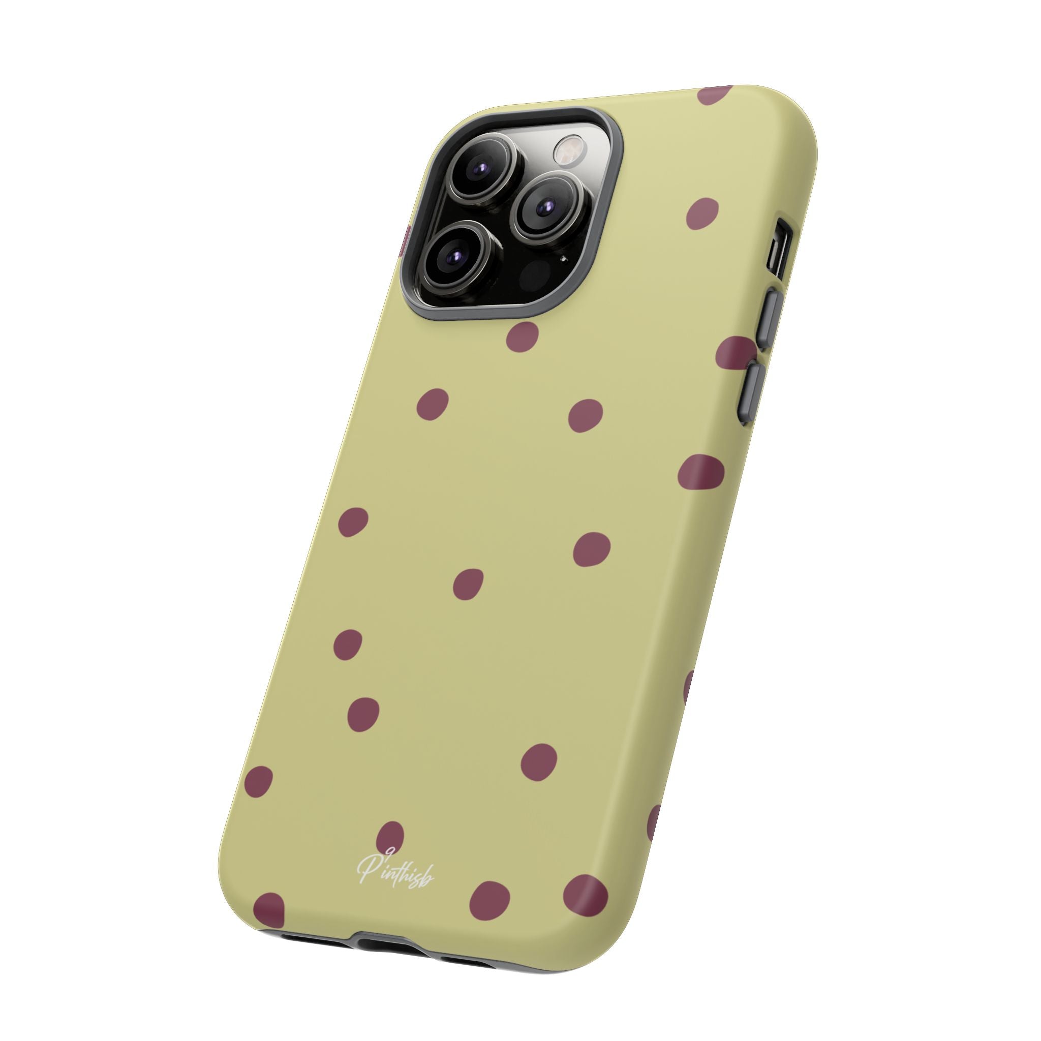 Yellow & Burgundy Polka Dot Tough Phone Case