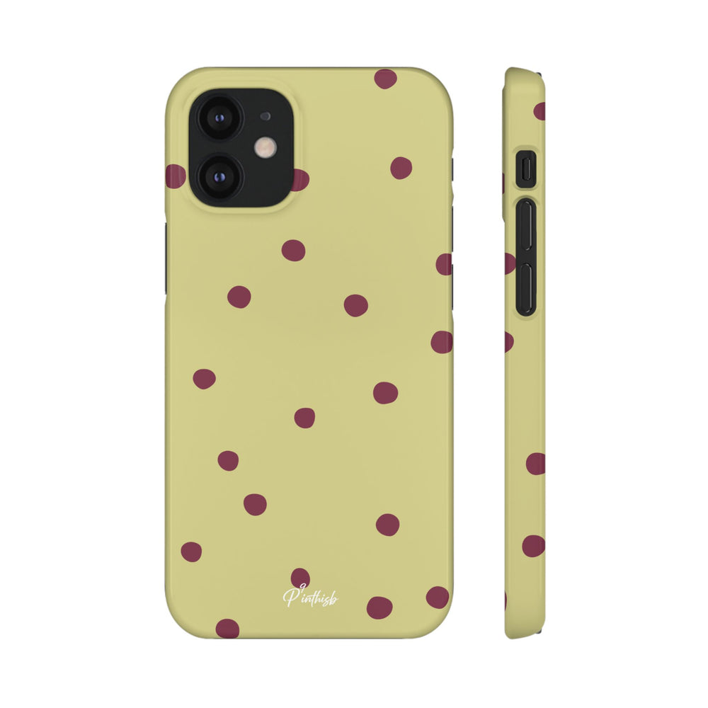 Yellow & Burgundy Polka Dot Snap Phone Case