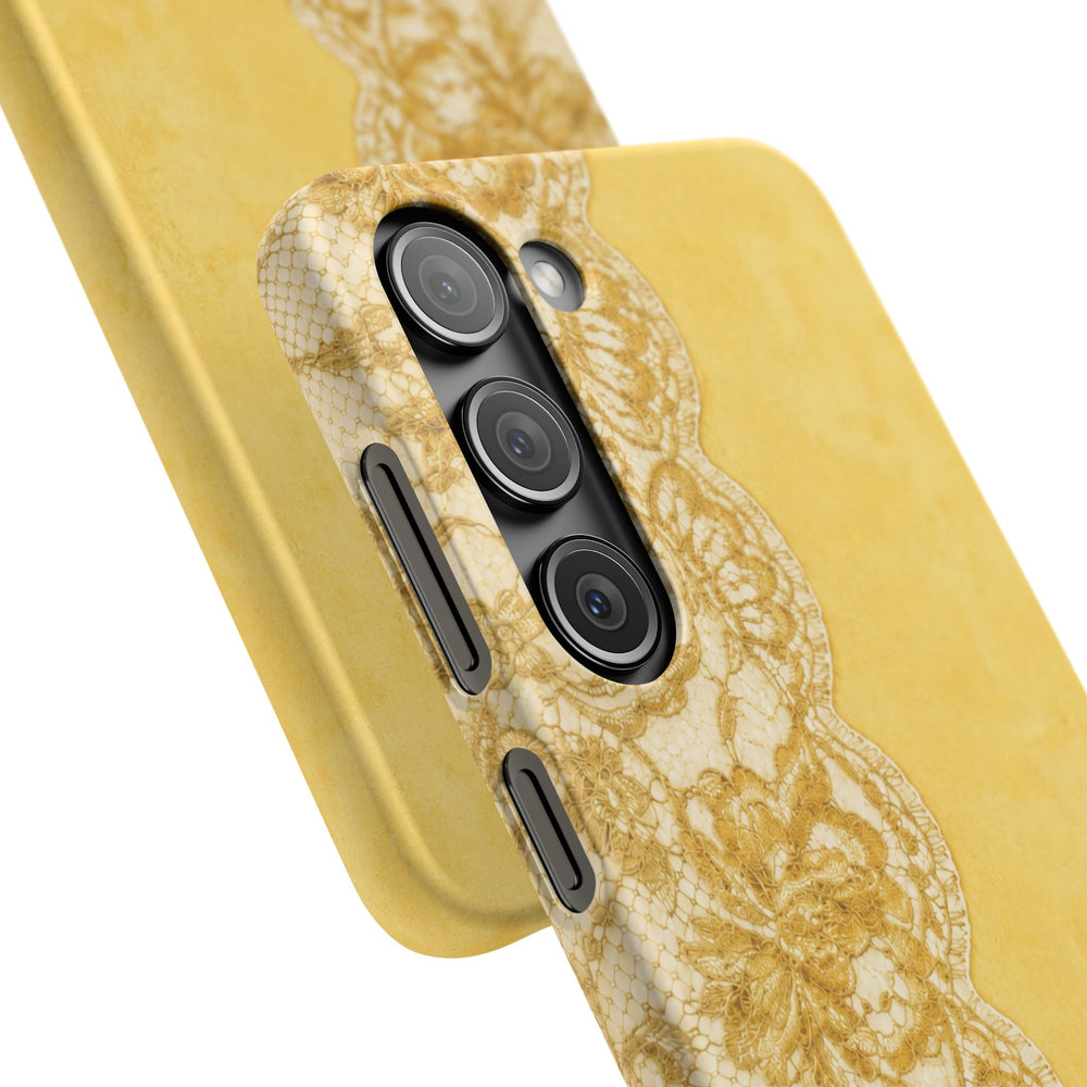 Yellow Vintage Lace Snap Case