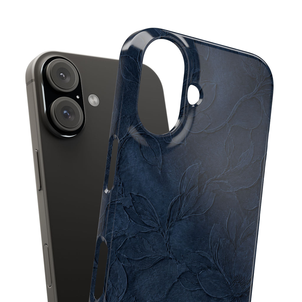 Navy Floral Textured Snap Case