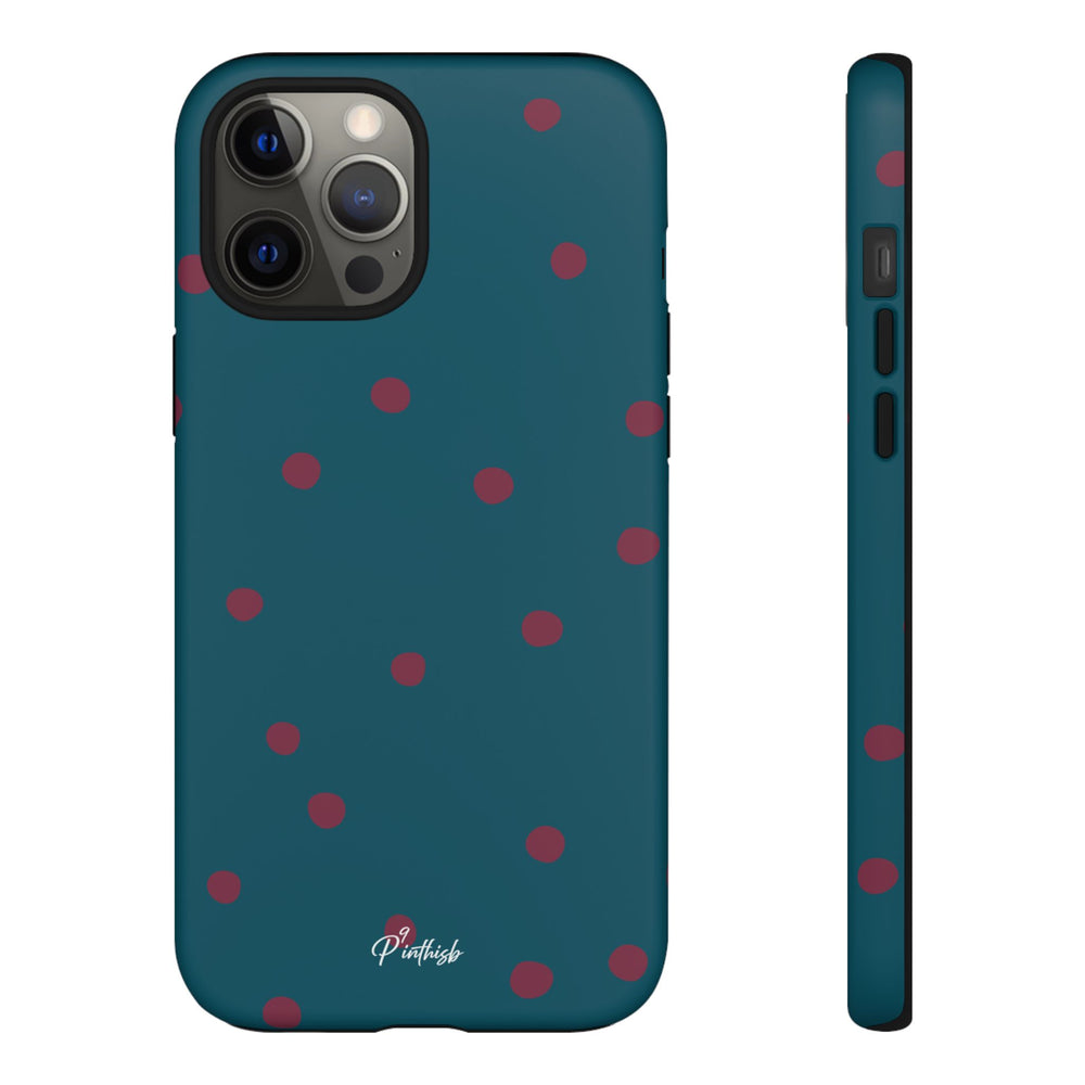 Teal & Burgundy Polka Dot Tough Phone Case