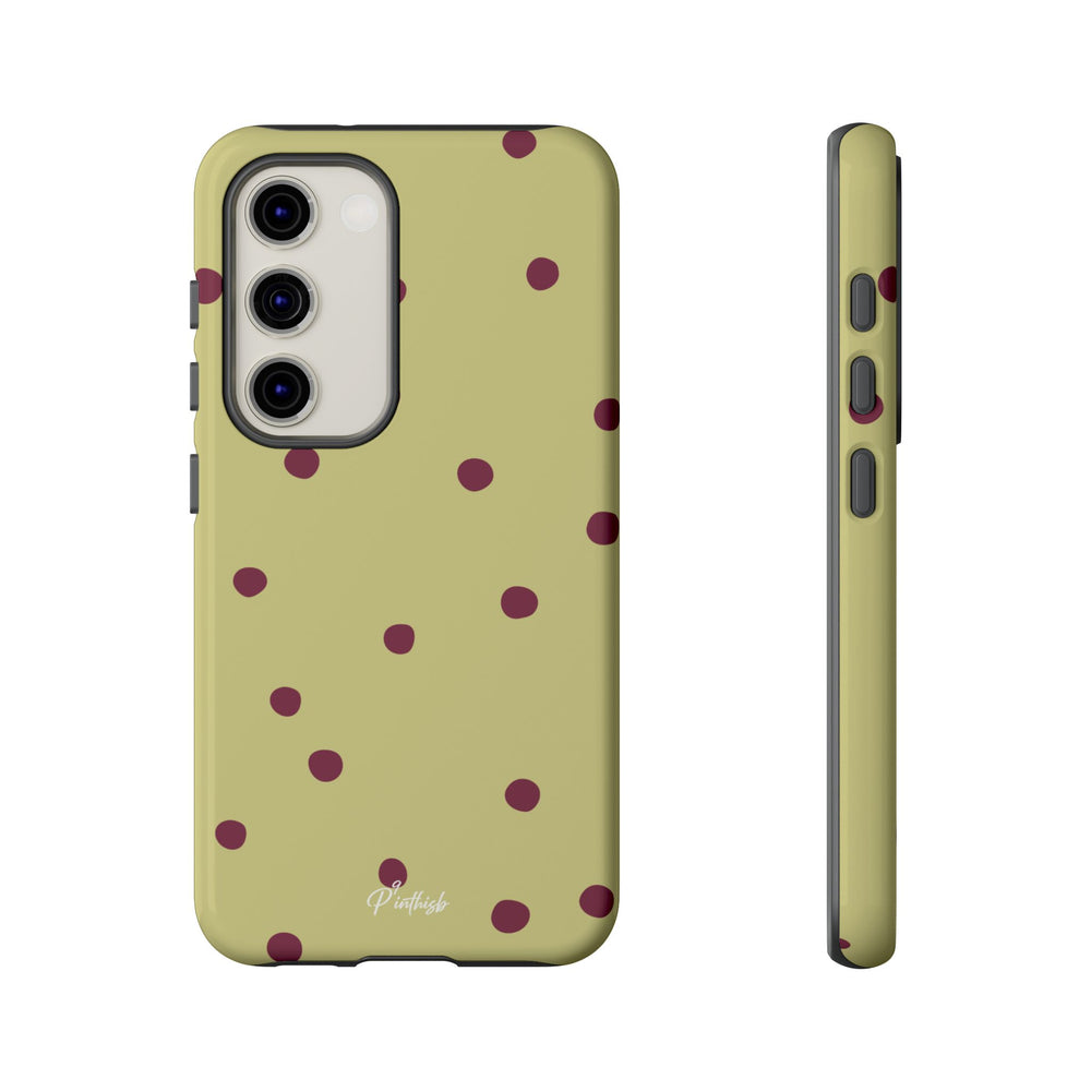 Yellow & Burgundy Polka Dot Tough Phone Case