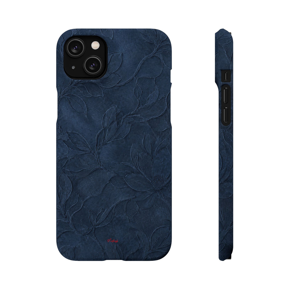 Navy Floral Textured Snap Case