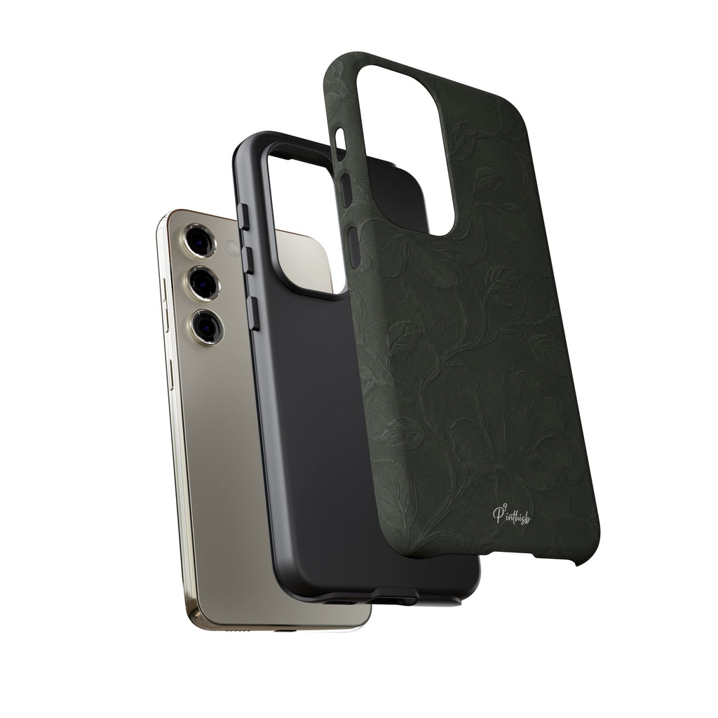 Dark Olive Floral Texture Tough Case