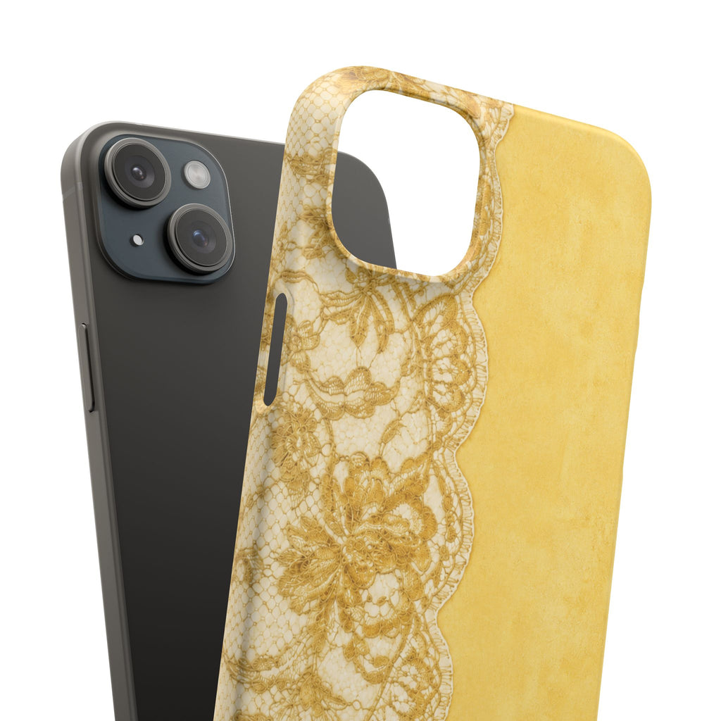 Yellow Vintage Lace Snap Case