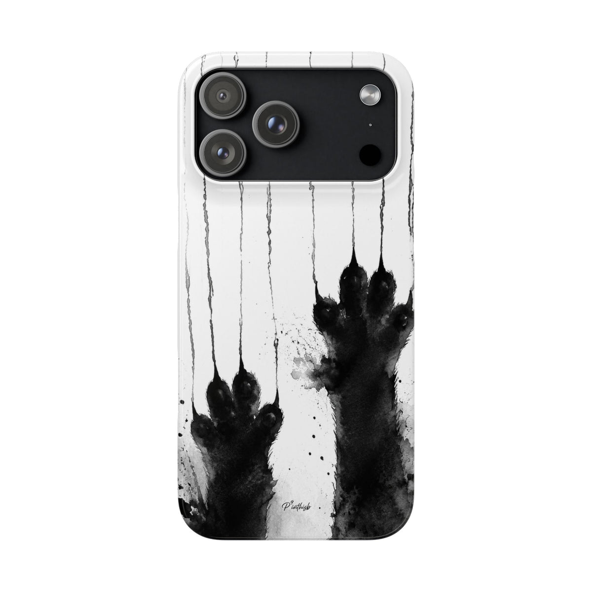 Black Ink Paw Print Snap Case