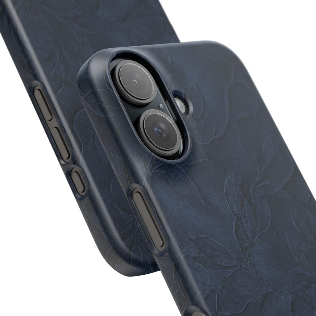 Navy Floral Textured Snap Case