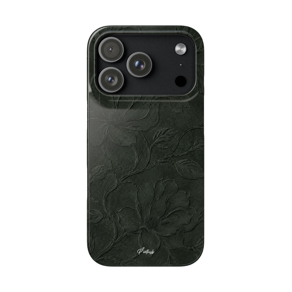 Dark Olive Floral Texture Snap Case