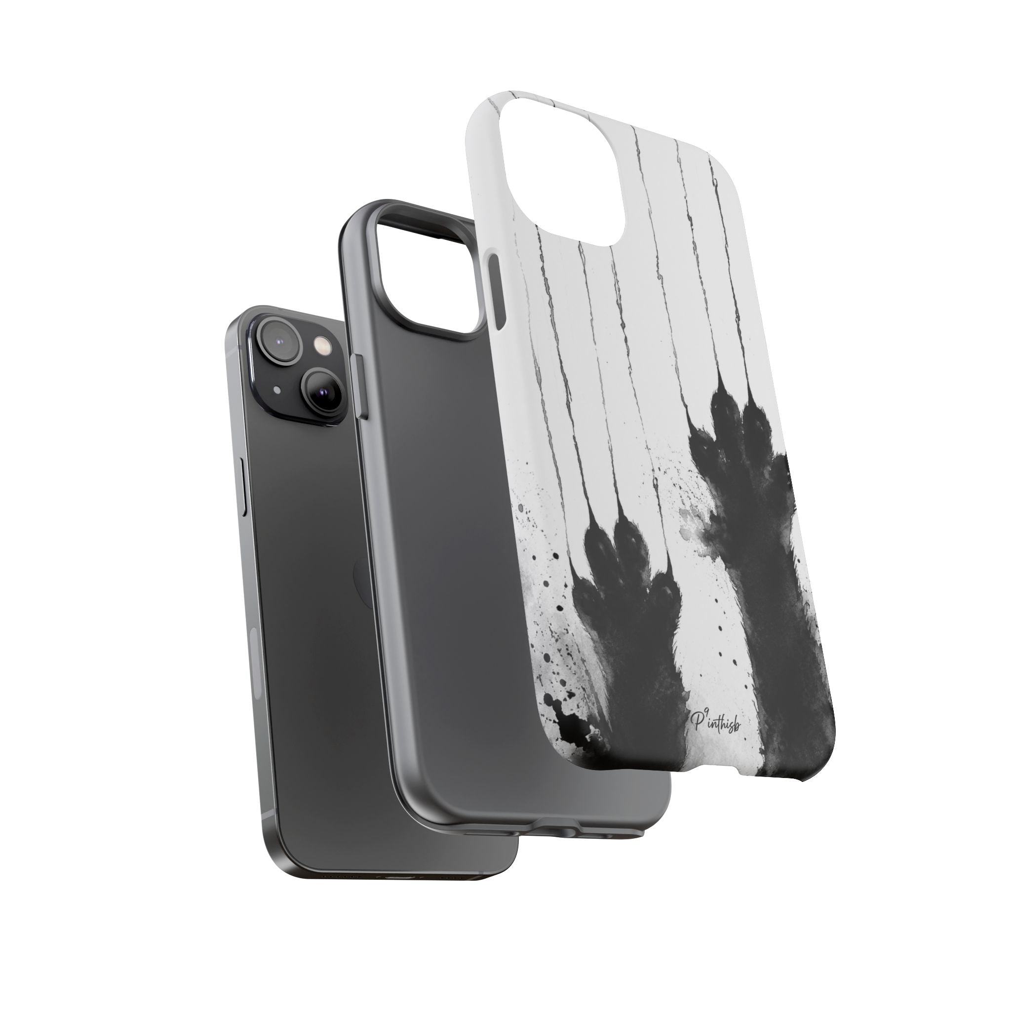 Black Ink Paw Print Tough Case
