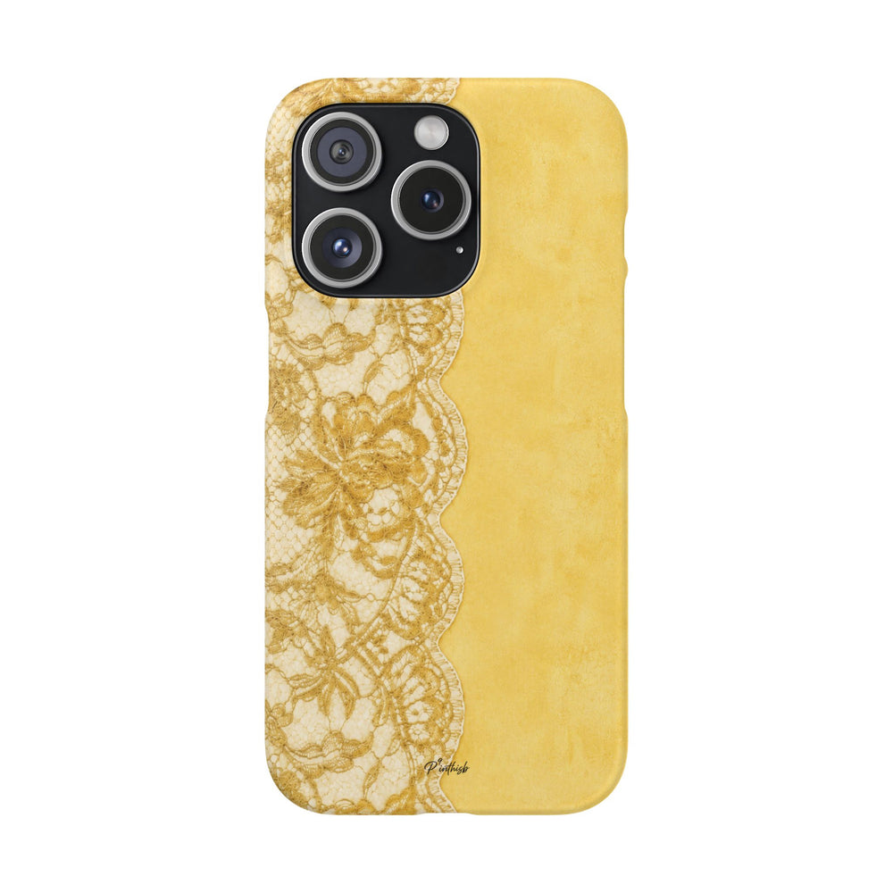 Yellow Vintage Lace Snap Case