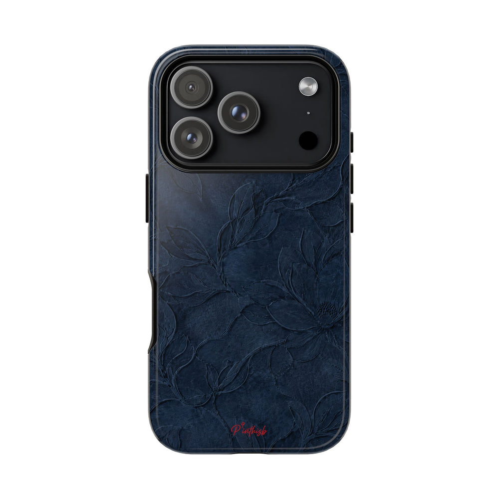 Navy Floral Textured Tough Case
