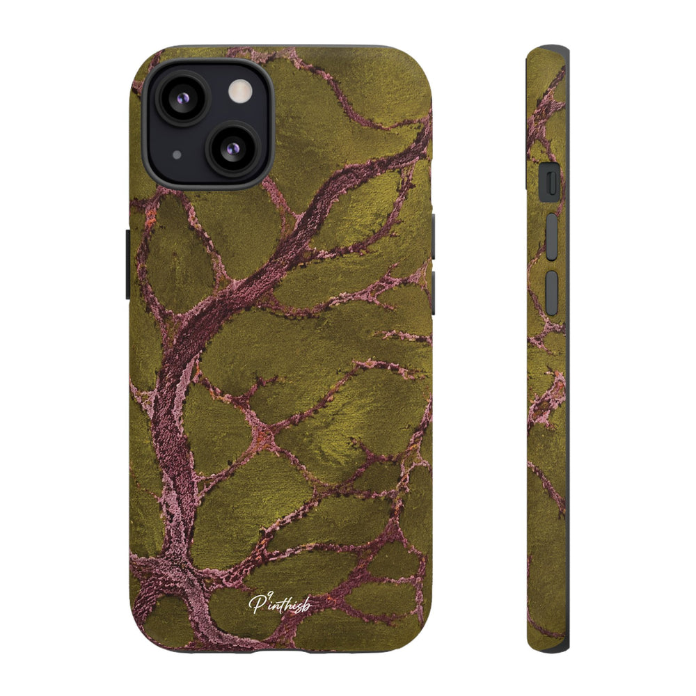 Olive & Rose Gold Tree Pattern Phone Case