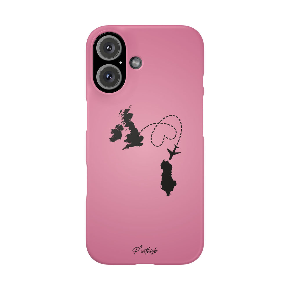 UK to Albania Pink Snap Phone Case