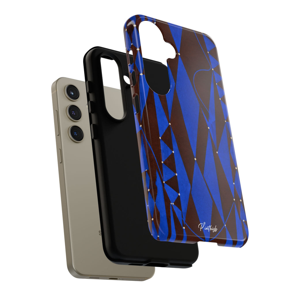 Geometric Blue Diamond Tough Phone Case