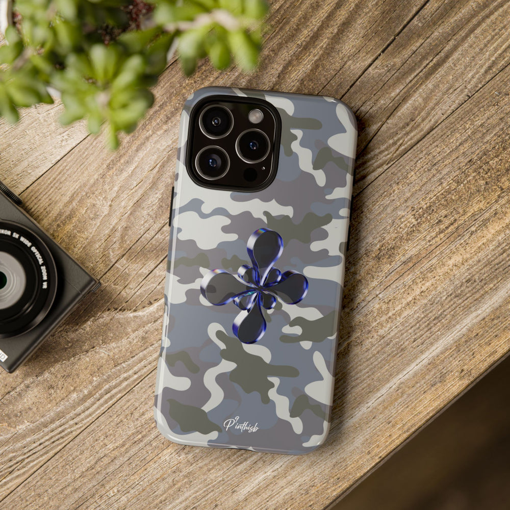 Camouflage with Blue Metallic Clover Tough Case
