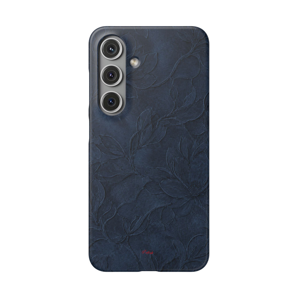 Navy Floral Textured Snap Case