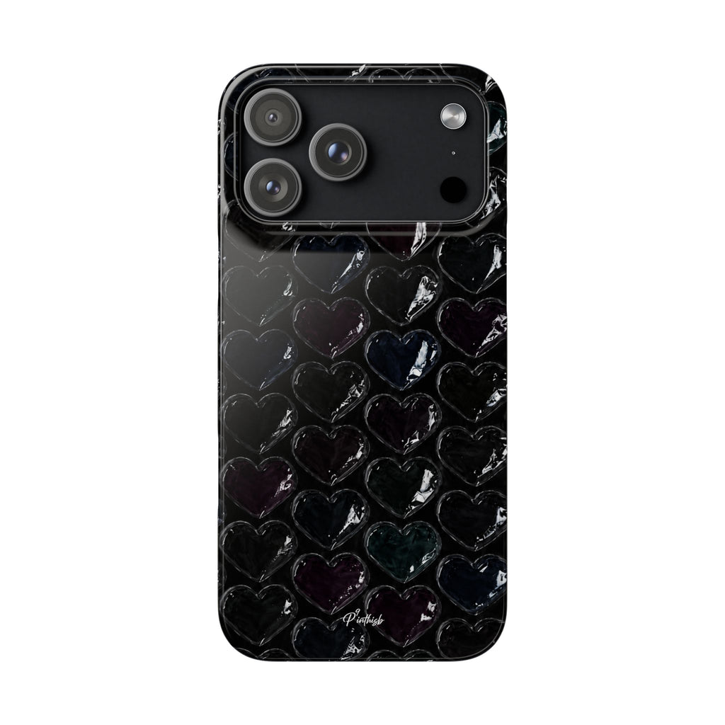 Black Pop Hearts Snap Case