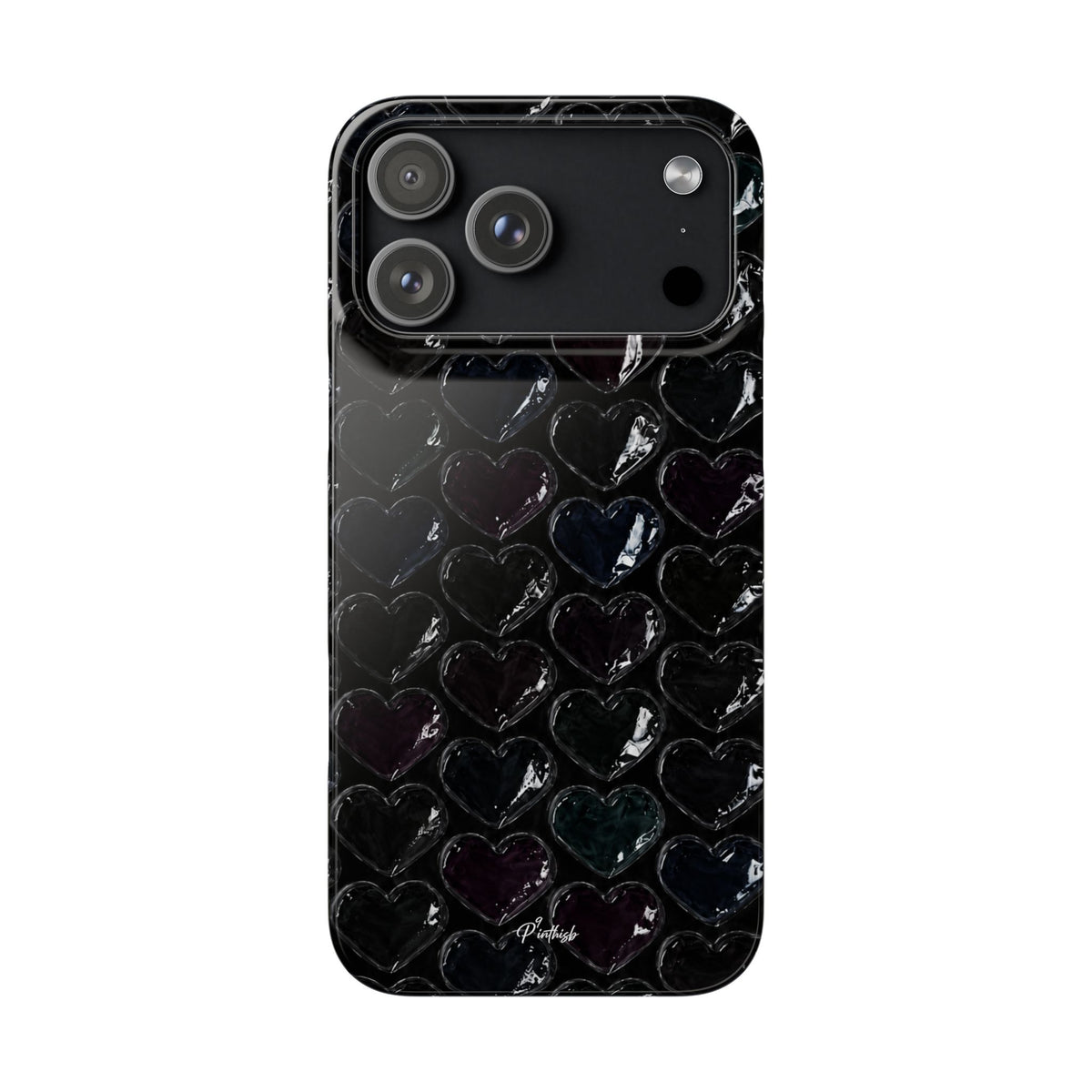 Black Pop Hearts Snap Case