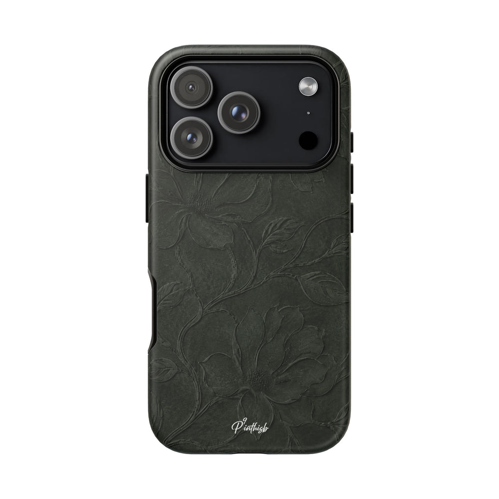Dark Olive Floral Texture Tough Case