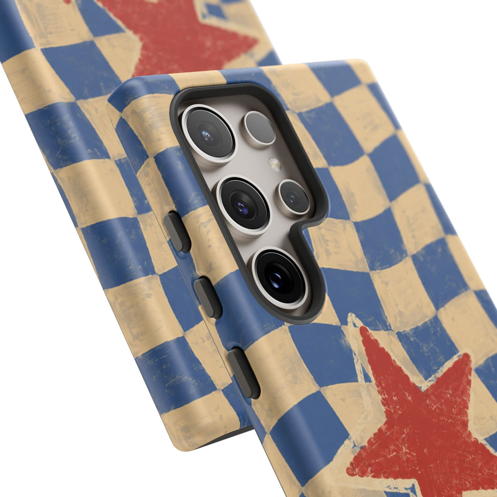 Blue & Cream Retro Star Phone Case