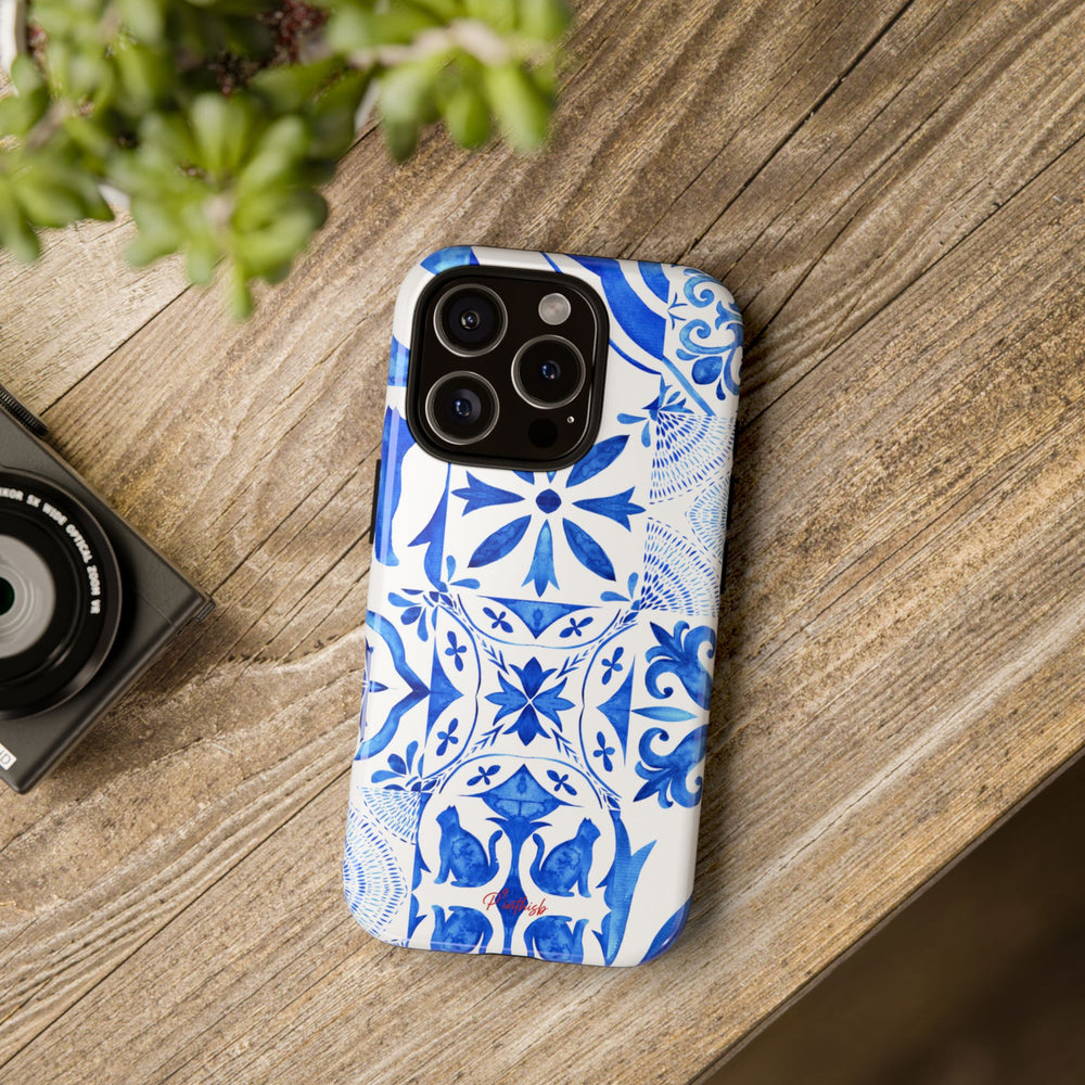 Blue Tile Pattern Tough Phone Case