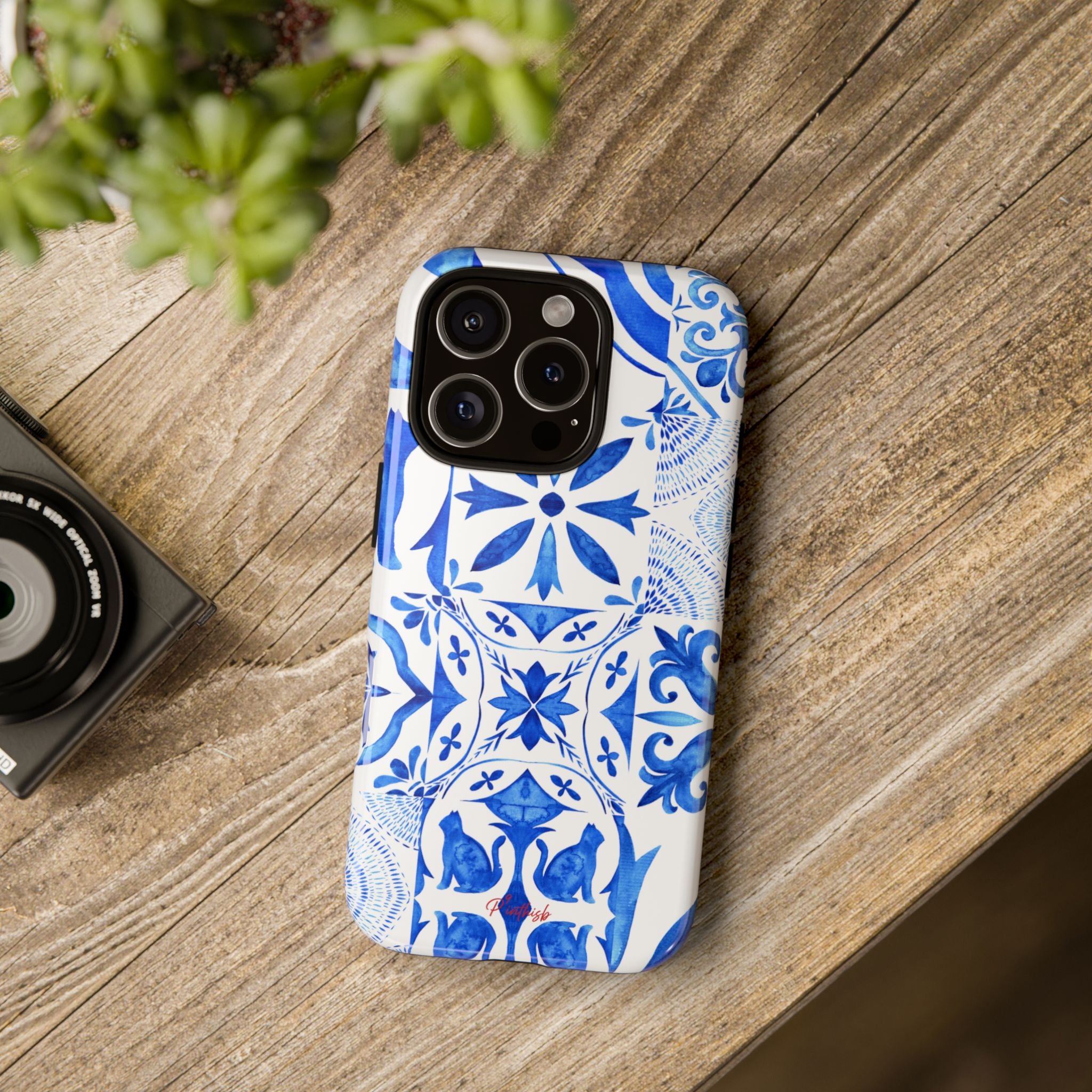 Blue Tile Pattern Tough Phone Case