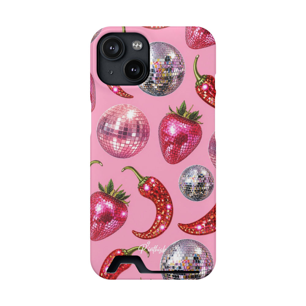 Pink Disco Strawberry & Pepper Phone Card Case