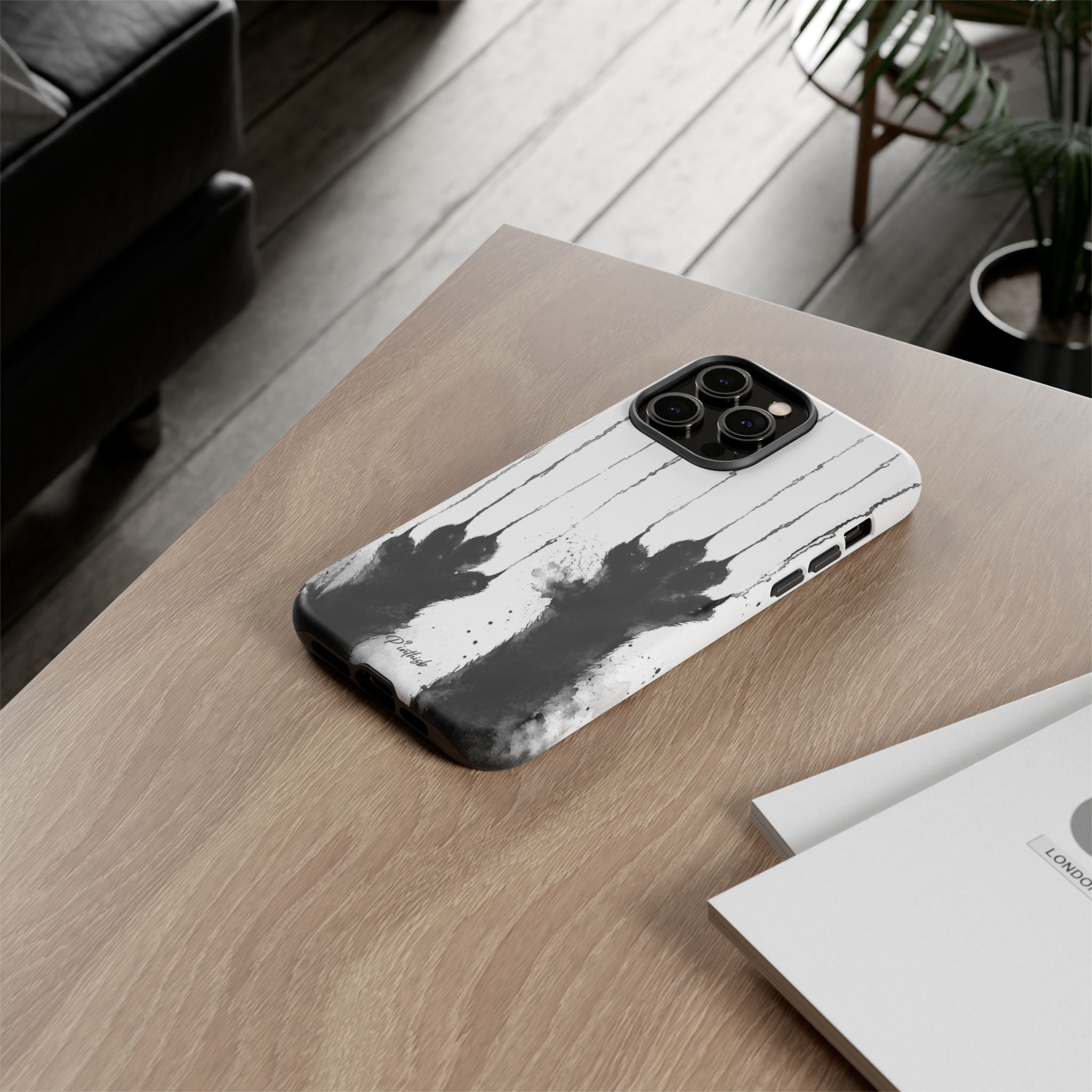 Black Ink Paw Print Tough Case