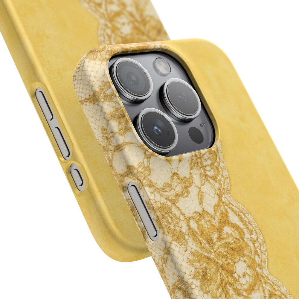 Yellow Vintage Lace Snap Case