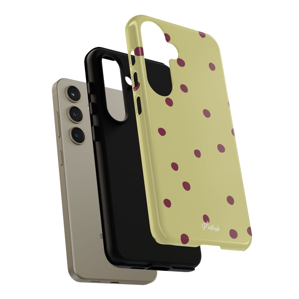 Yellow & Burgundy Polka Dot Tough Phone Case