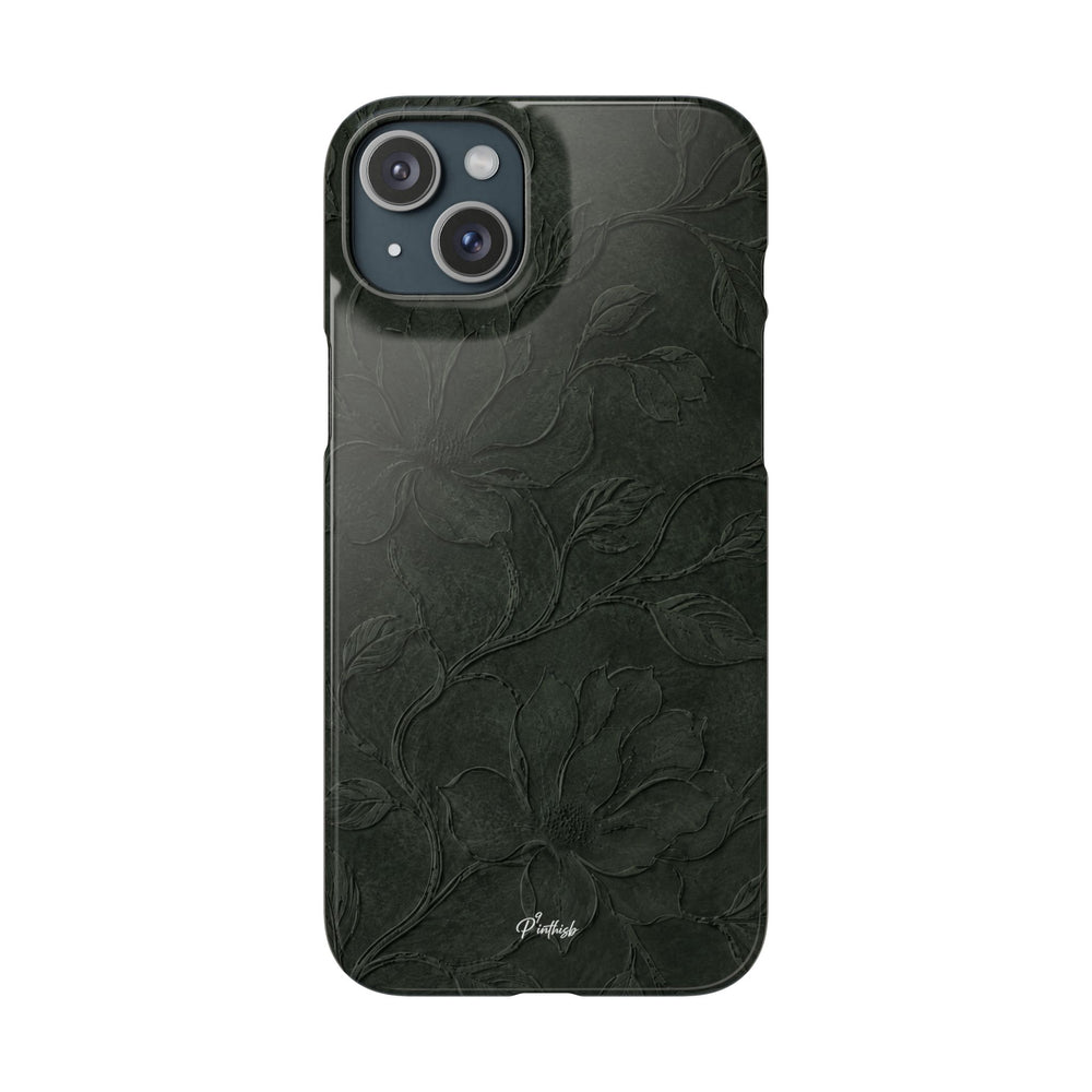 Dark Olive Floral Texture Snap Case