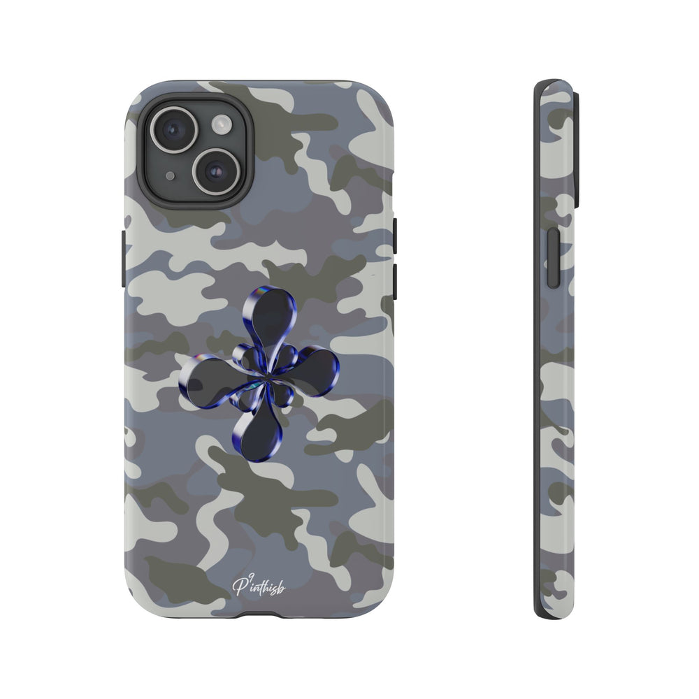 Camouflage with Blue Metallic Clover Tough Case