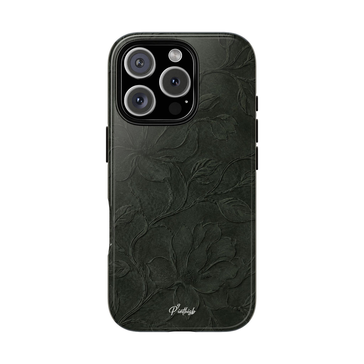 Dark Olive Floral Texture Tough Case