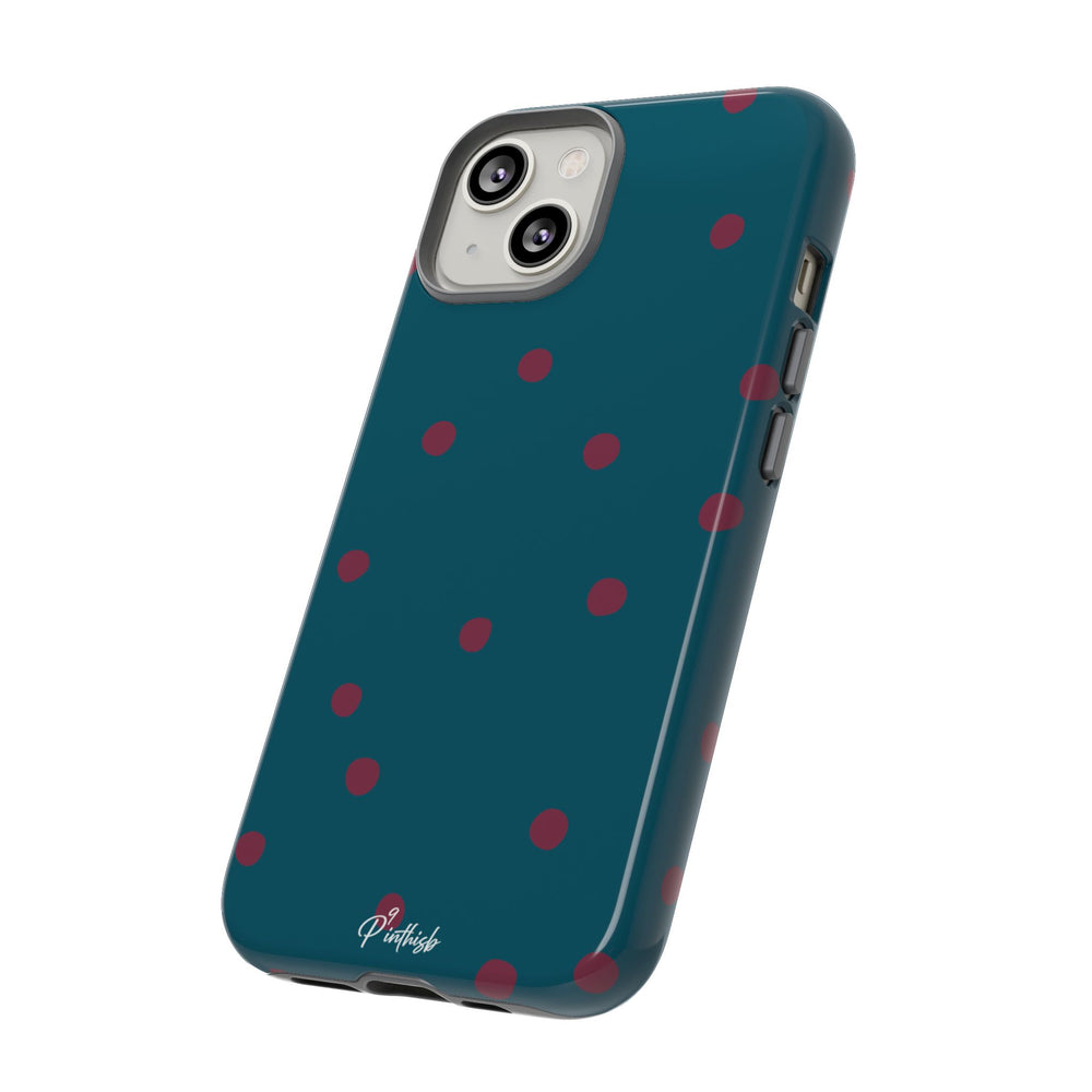 Teal & Burgundy Polka Dot Tough Phone Case