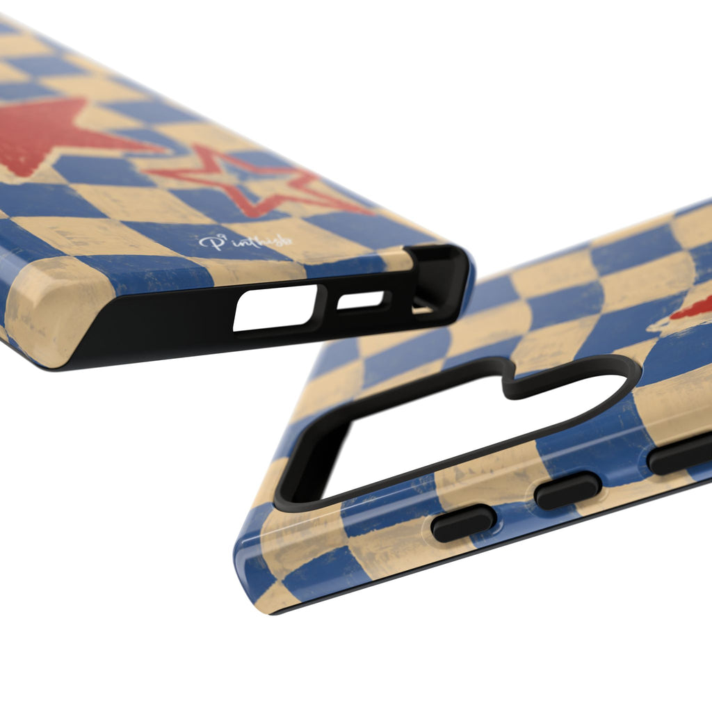 Blue & Cream Retro Star Phone Case