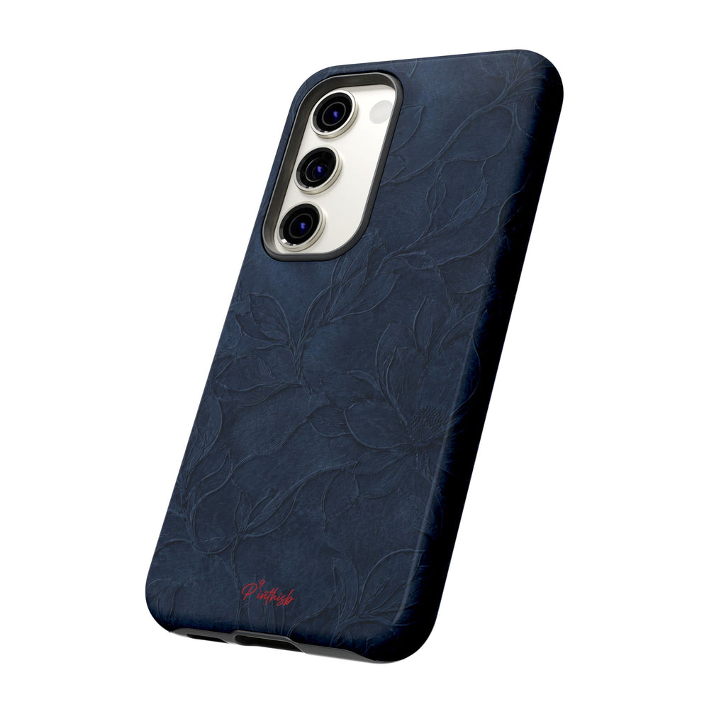 Navy Floral Textured Tough Case