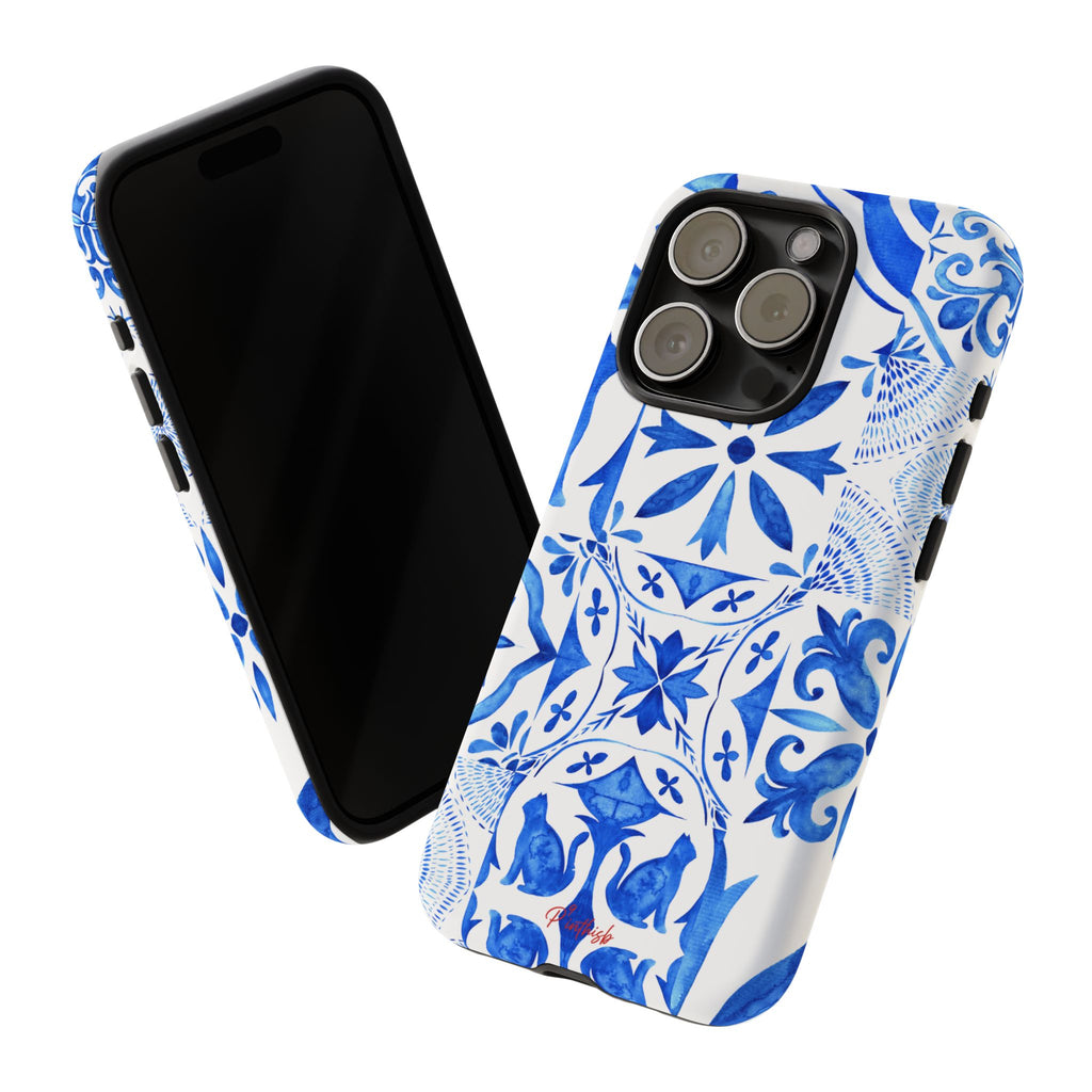 Blue Tile Pattern Tough Phone Case