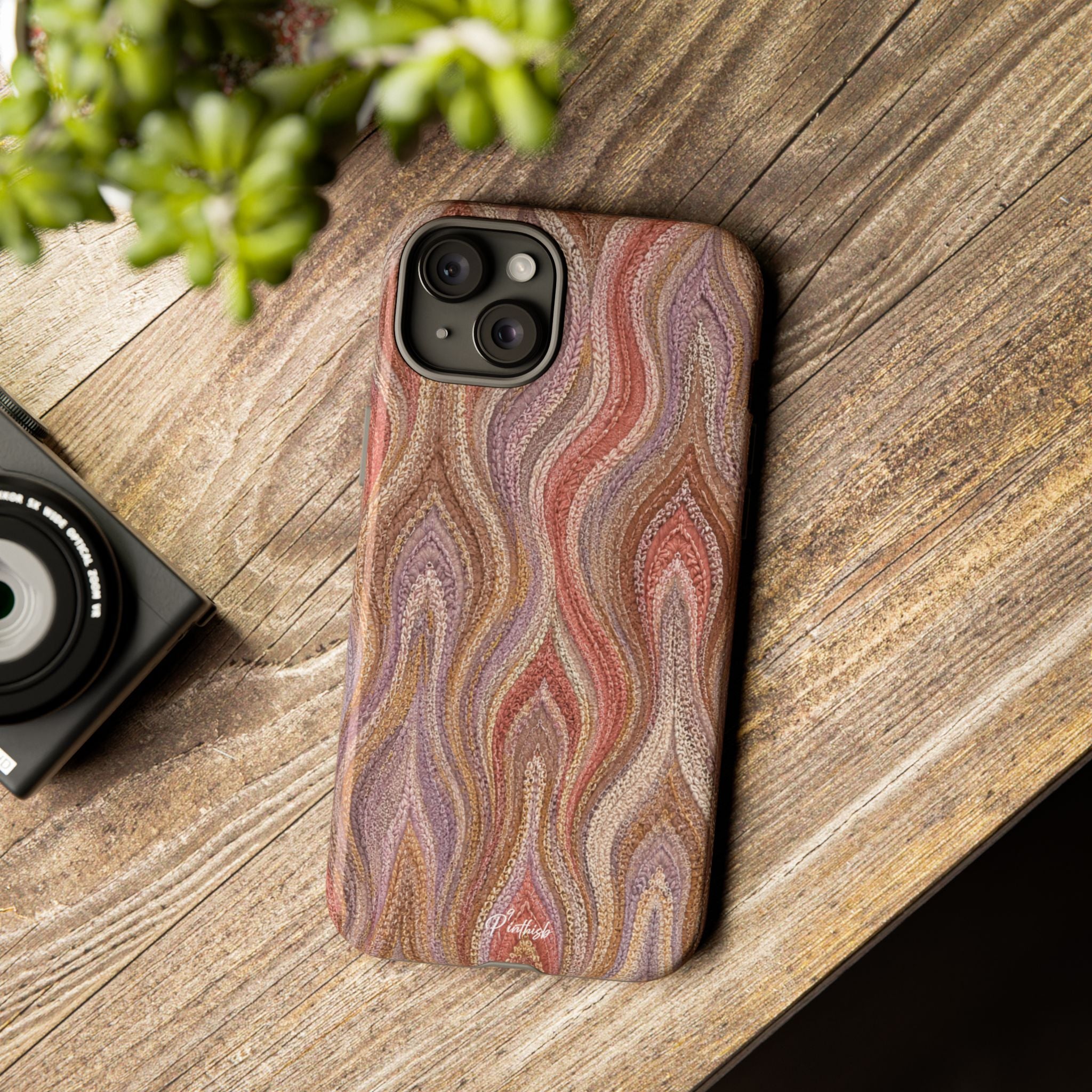 Wavy Peach & Mauve Tough Case