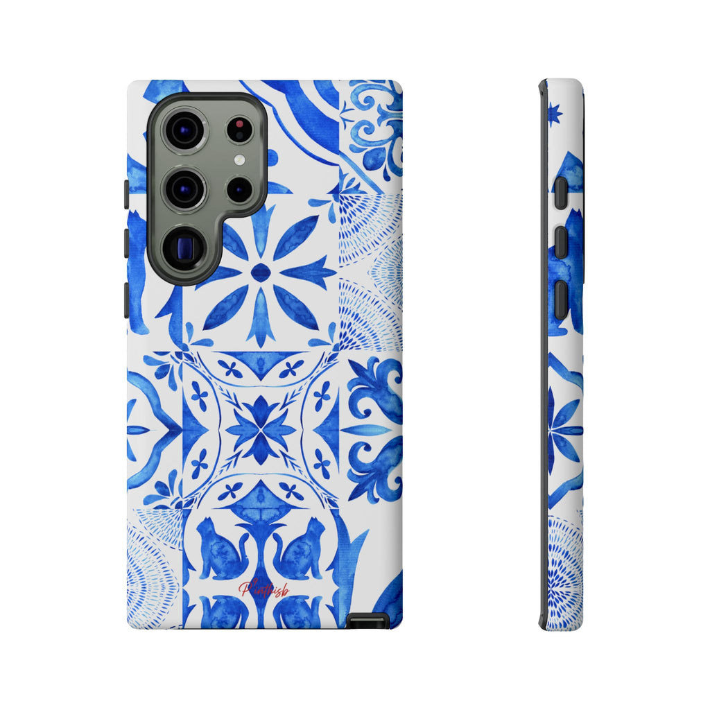 Blue Tile Pattern Tough Phone Case