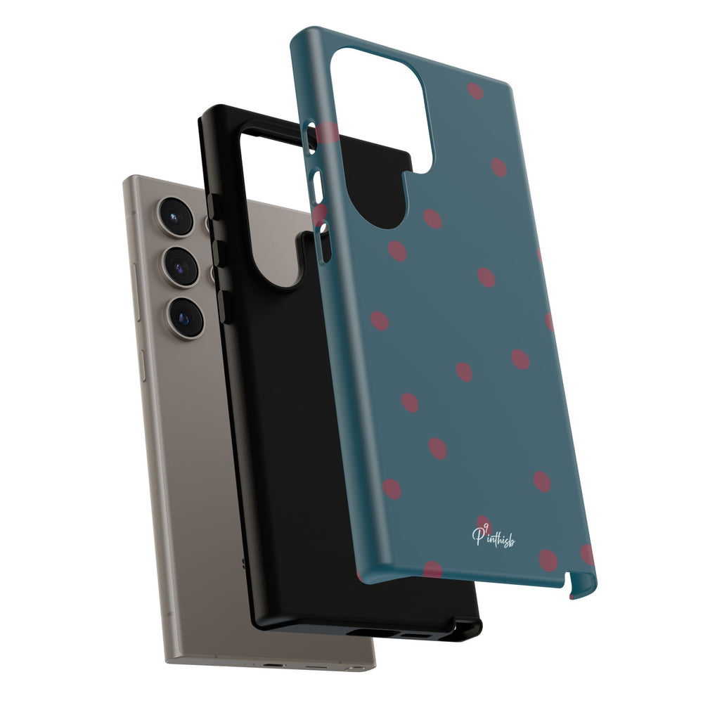 Teal & Burgundy Polka Dot Tough Phone Case