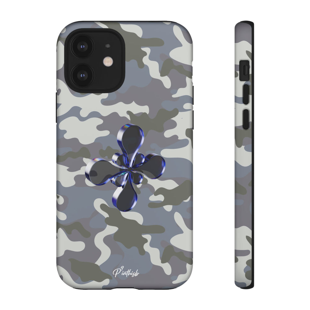 Camouflage with Blue Metallic Clover Tough Case
