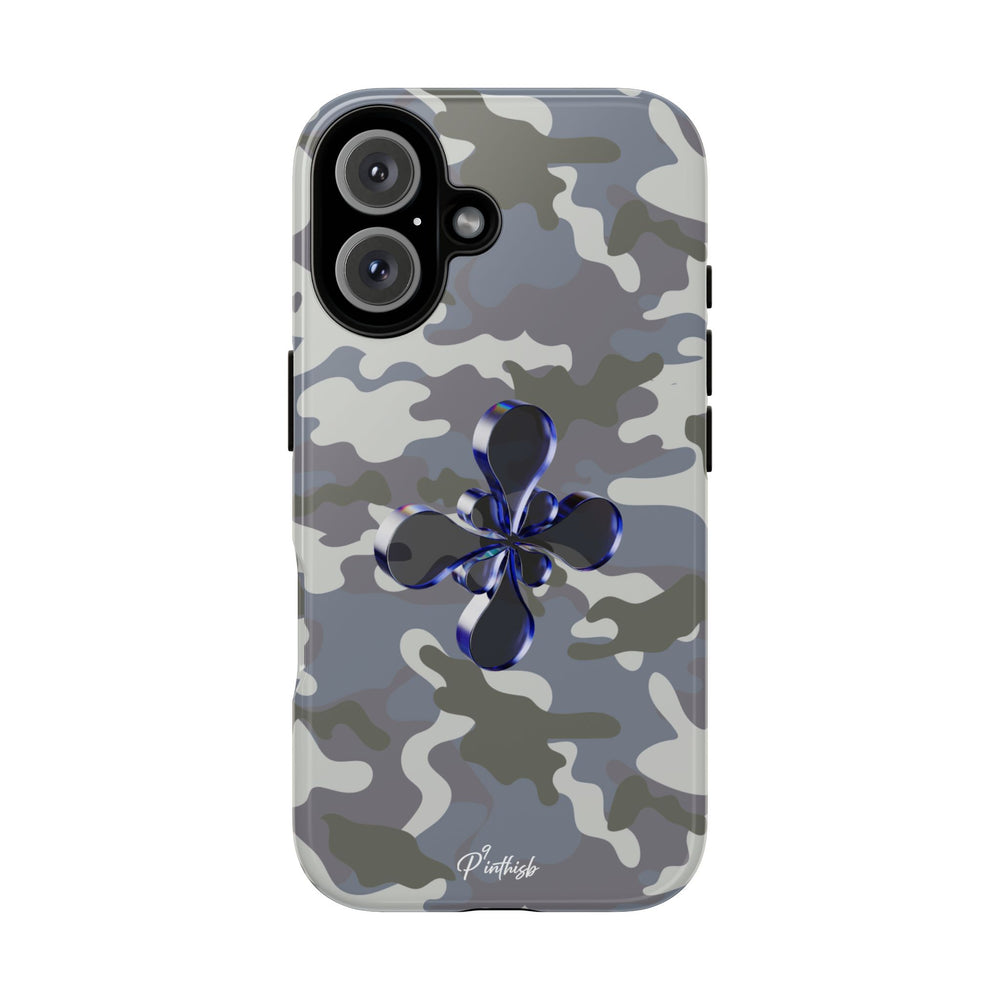 Camouflage with Blue Metallic Clover Tough Case