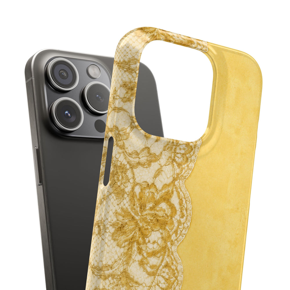 Yellow Vintage Lace Snap Case