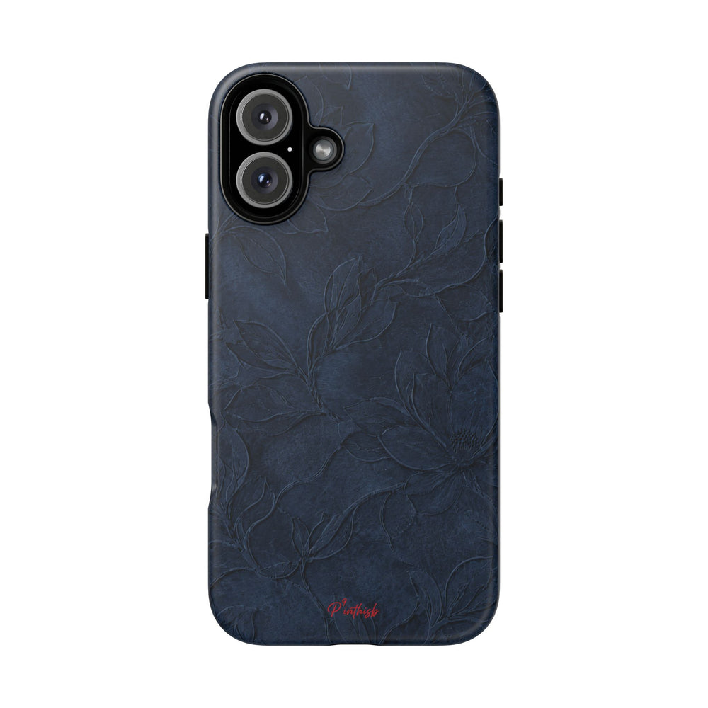 Navy Floral Textured Tough Case