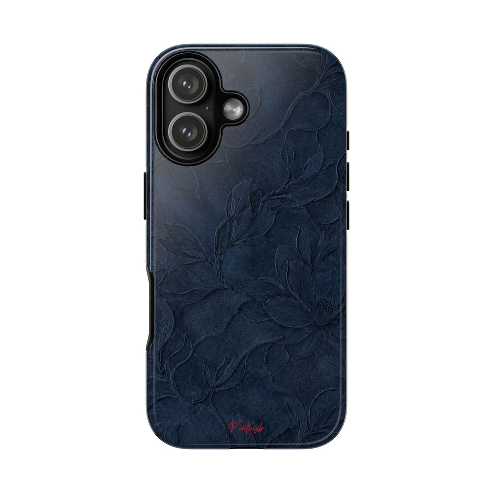 Navy Floral Textured Tough Case