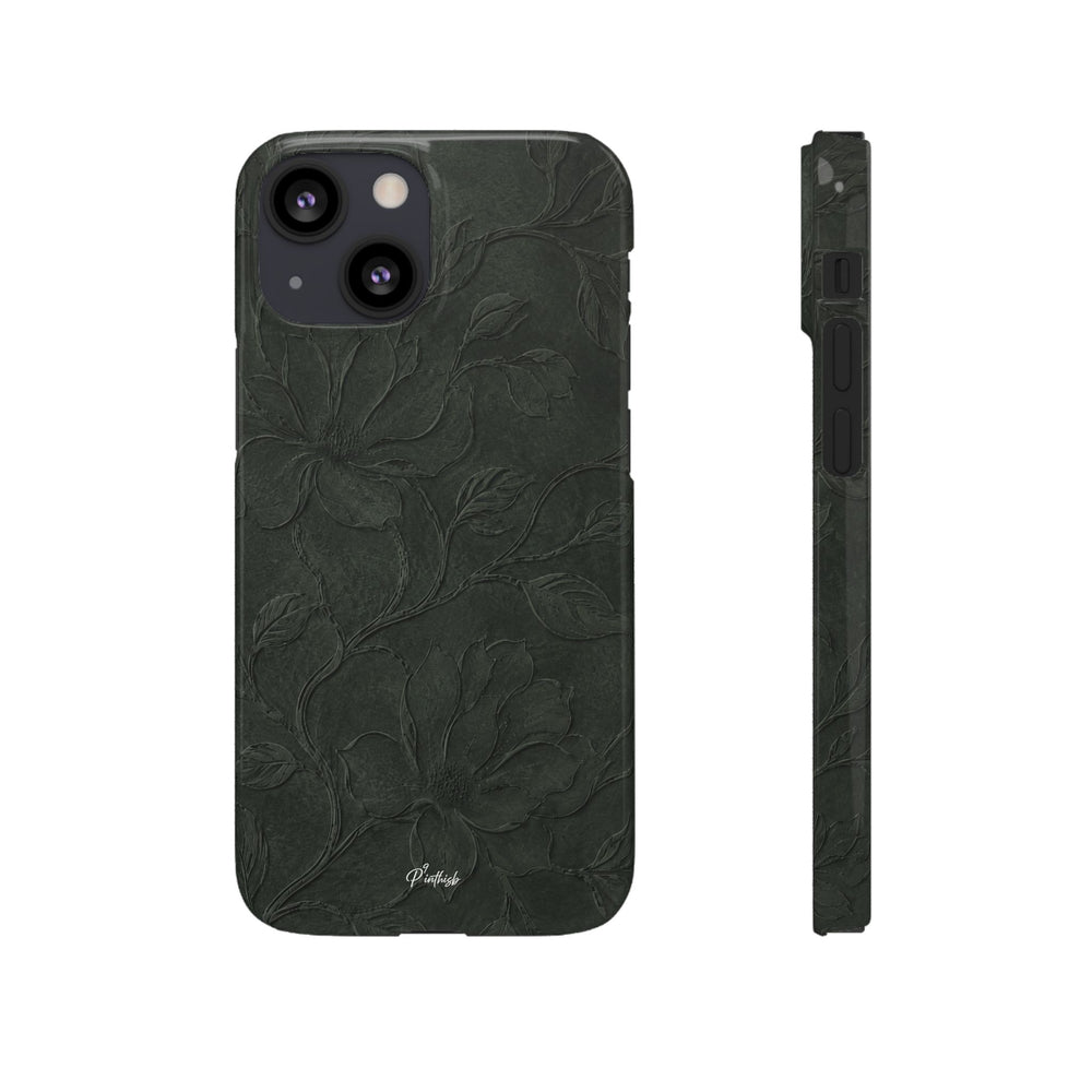 Dark Olive Floral Texture Snap Case