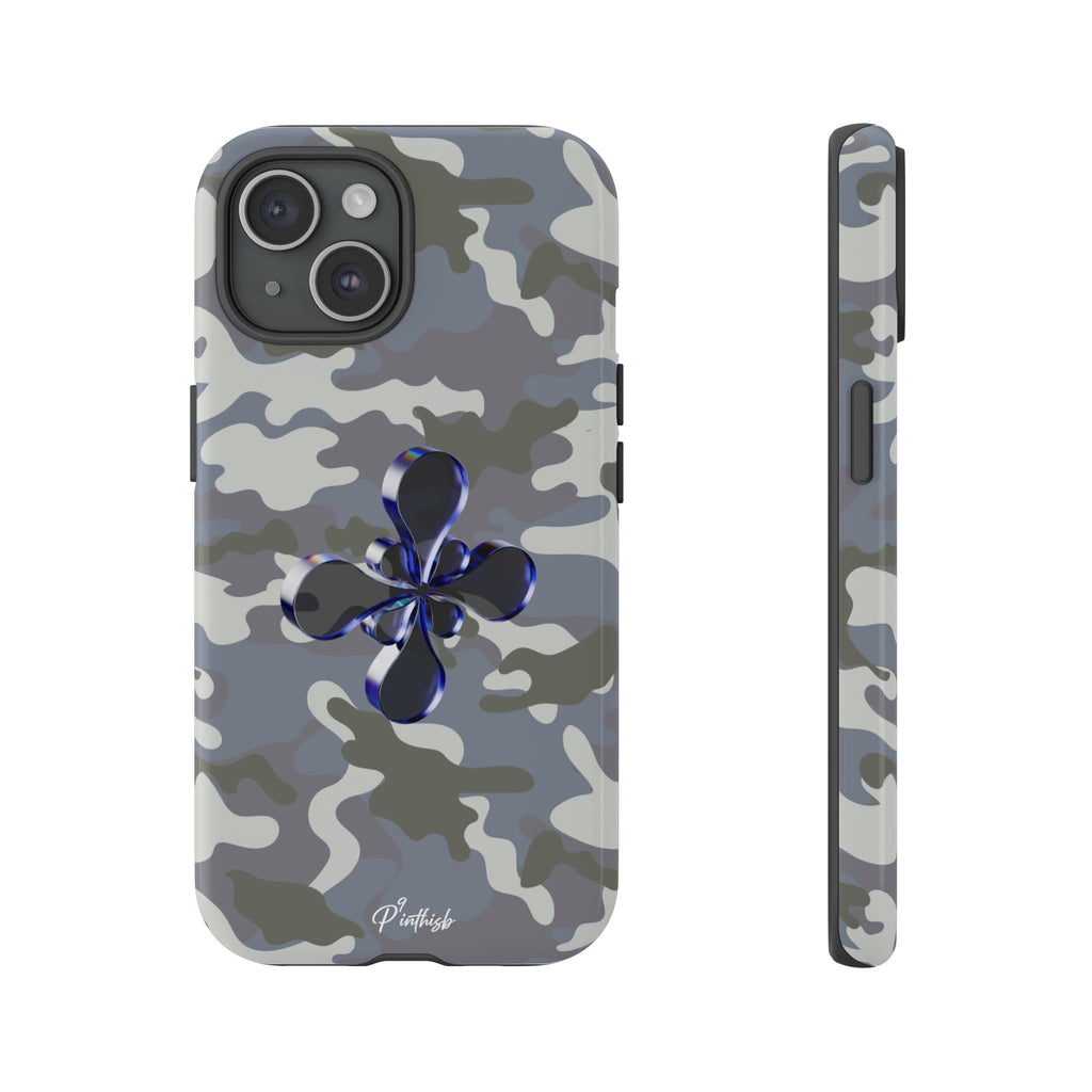 Camouflage with Blue Metallic Clover Tough Case